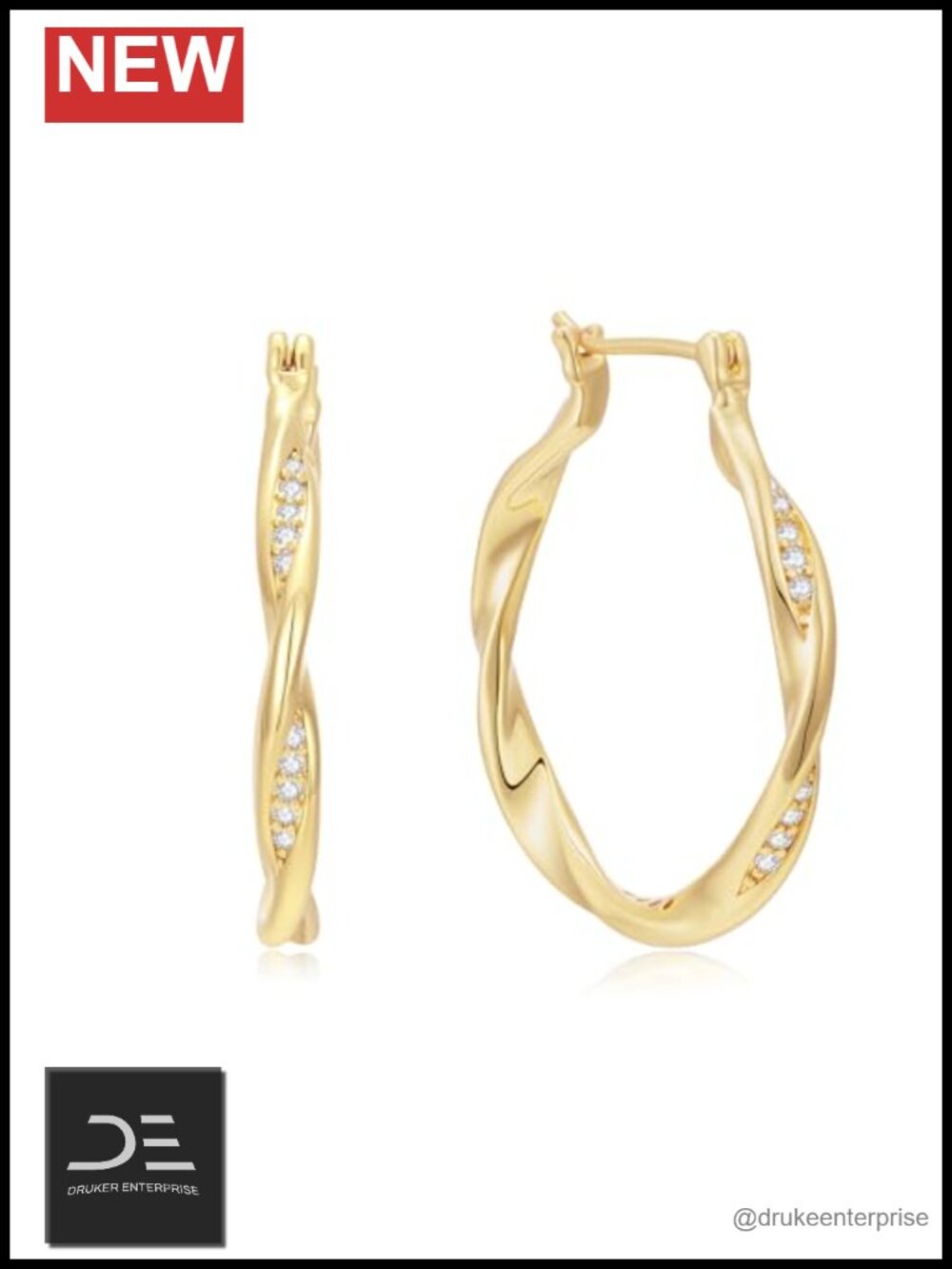 14K Gold Plated Thick Large Hoop Earrings for Women Twisted Wave Huggie 40mm